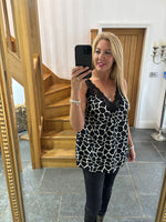 Stone Giraffe Print Lace Trim Vest Megan